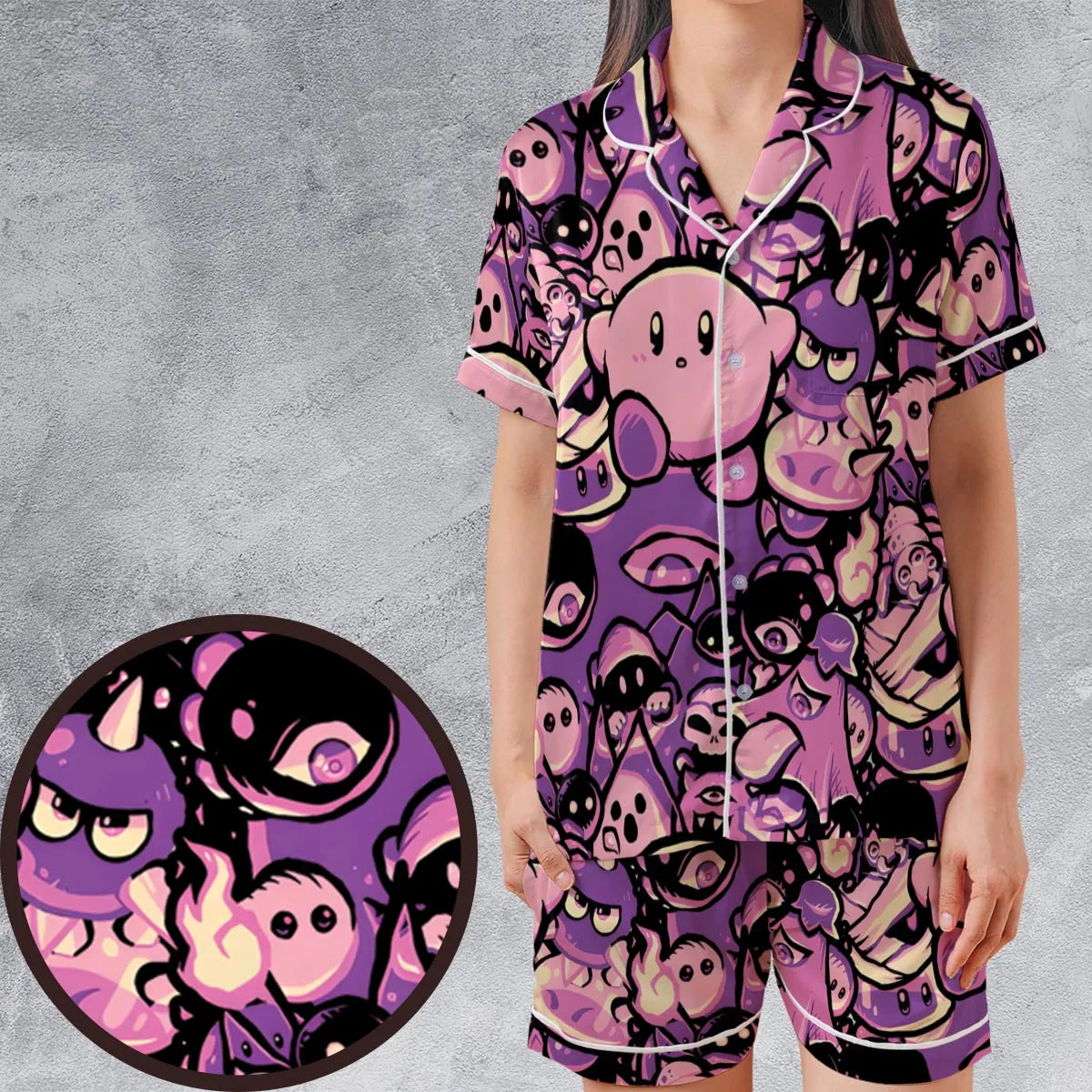 Satin Short-Sleeve Pajamas Set - YEGFLXV2