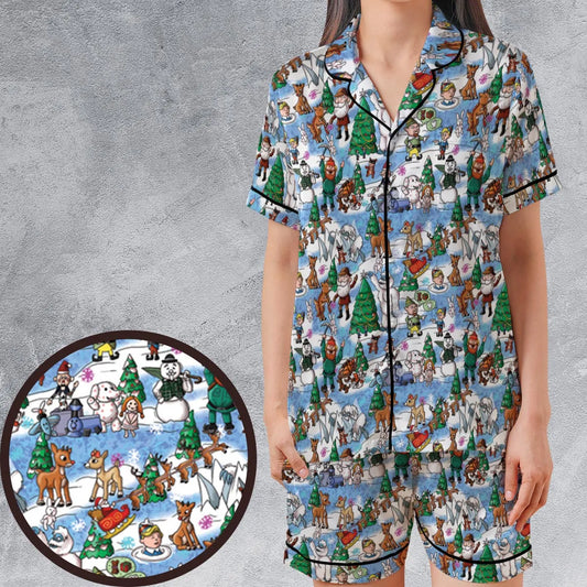 Satin Short-Sleeve Pajamas Set - M7KJDP9Z