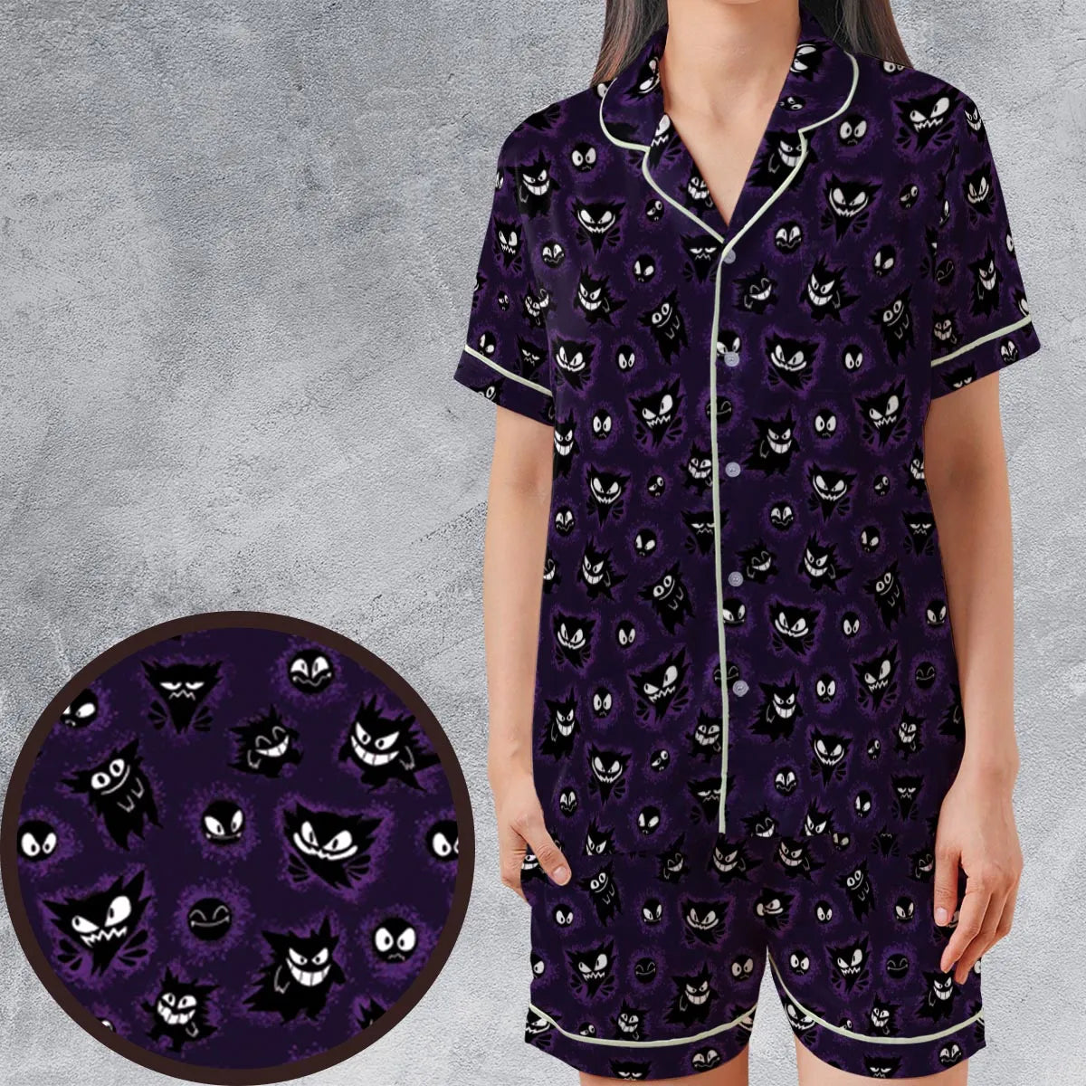 Satin Short-Sleeve Pajamas Set - DQFTA5HM