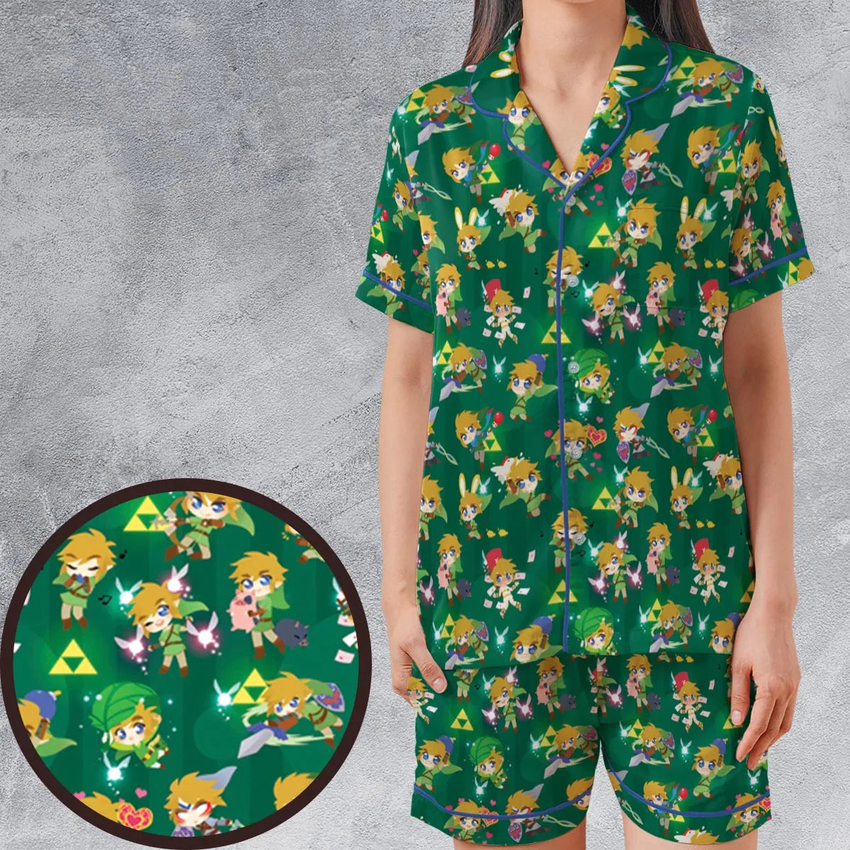 Satin Short-Sleeve Pajamas Set - XWSA4QZ2