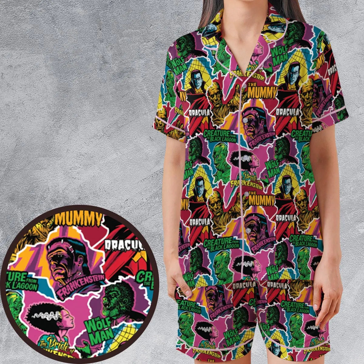Satin Short-Sleeve Pajamas Set - V8G8A5UP