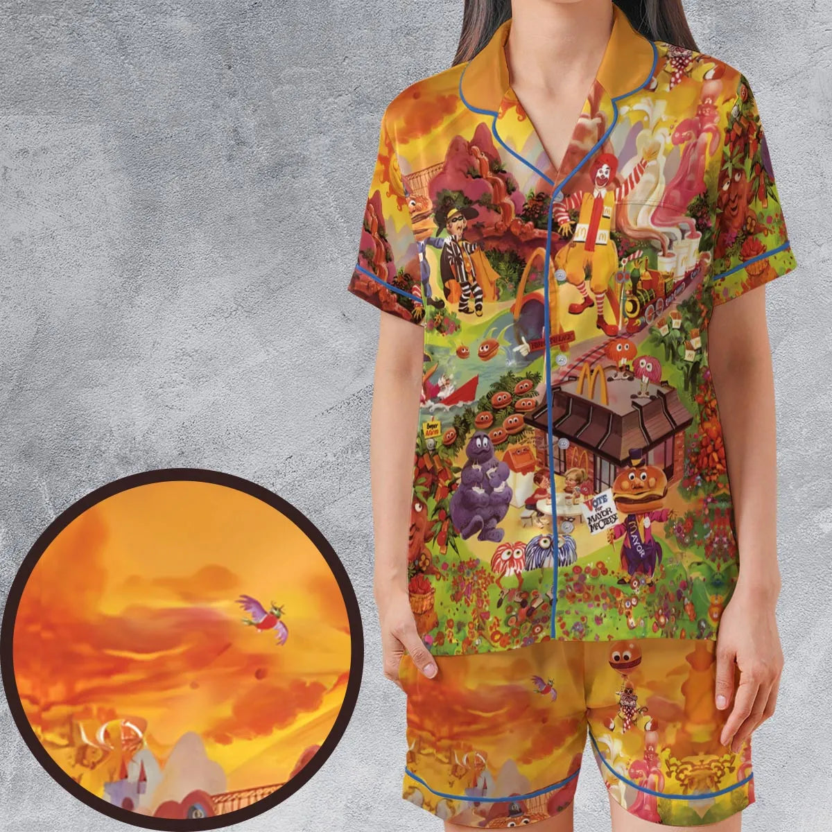 Satin Short-Sleeve Pajamas Set - FJ1S6BBC