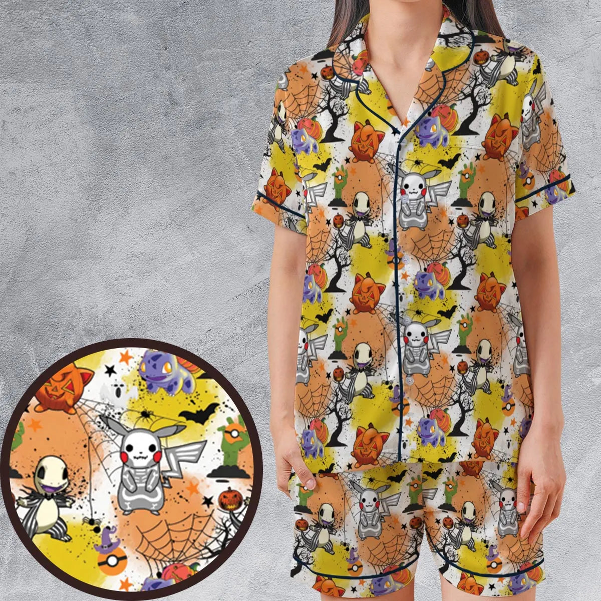 Satin Short-Sleeve Pajamas Set - R1EQ3DPR