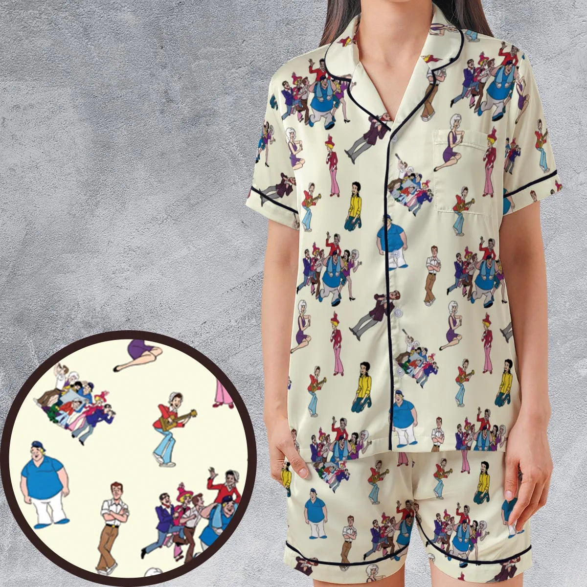 Satin Short-Sleeve Pajamas Set - 9NMXYRY3