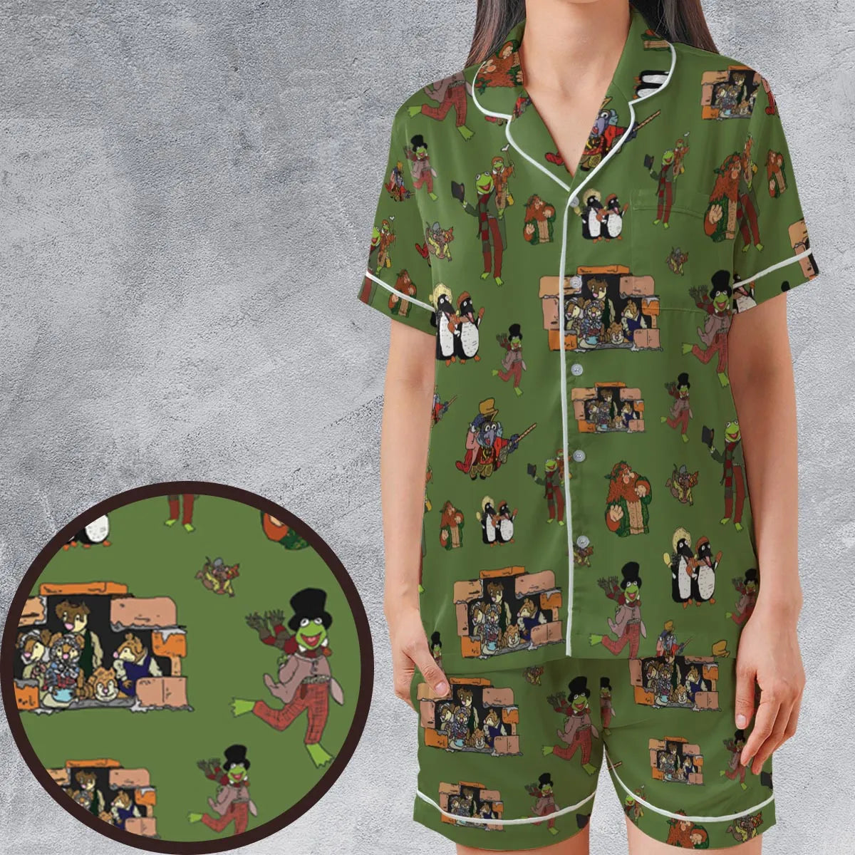 Satin Short-Sleeve Pajamas Set - V4GQK4BJ