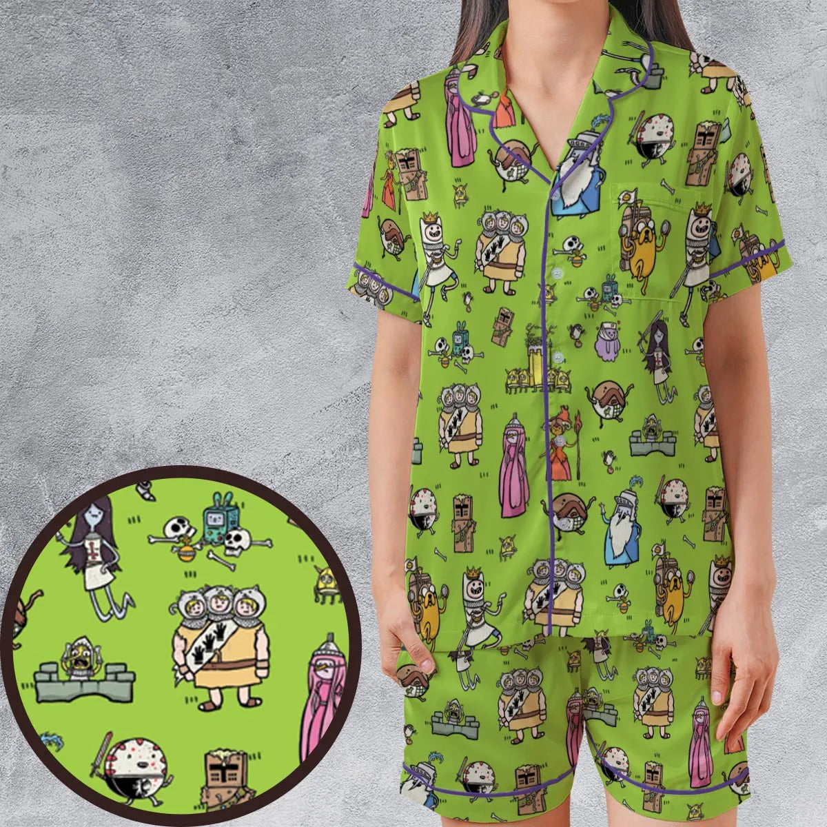 Satin Short-Sleeve Pajamas Set - J4BL5VKC