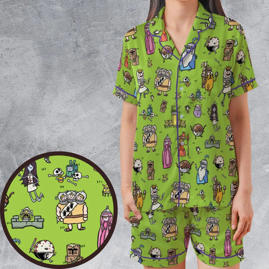 Satin Short-Sleeve Pajamas Set - J4BL5VKC