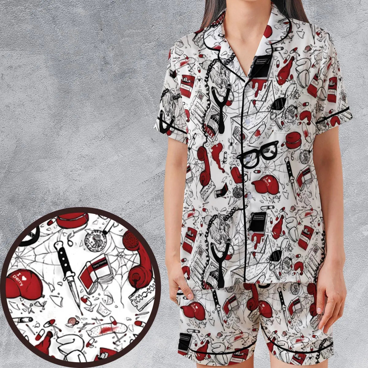 Satin Short-Sleeve Pajamas Set - 8N2DKPZZ