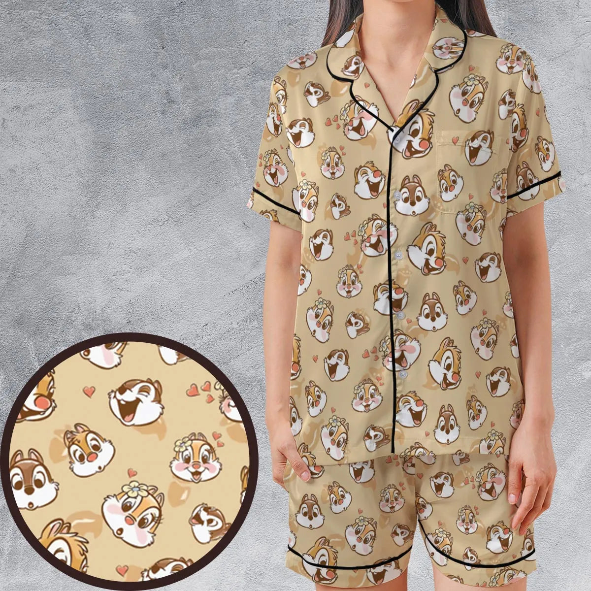 Satin Short-Sleeve Pajamas Set - J87DGVNE