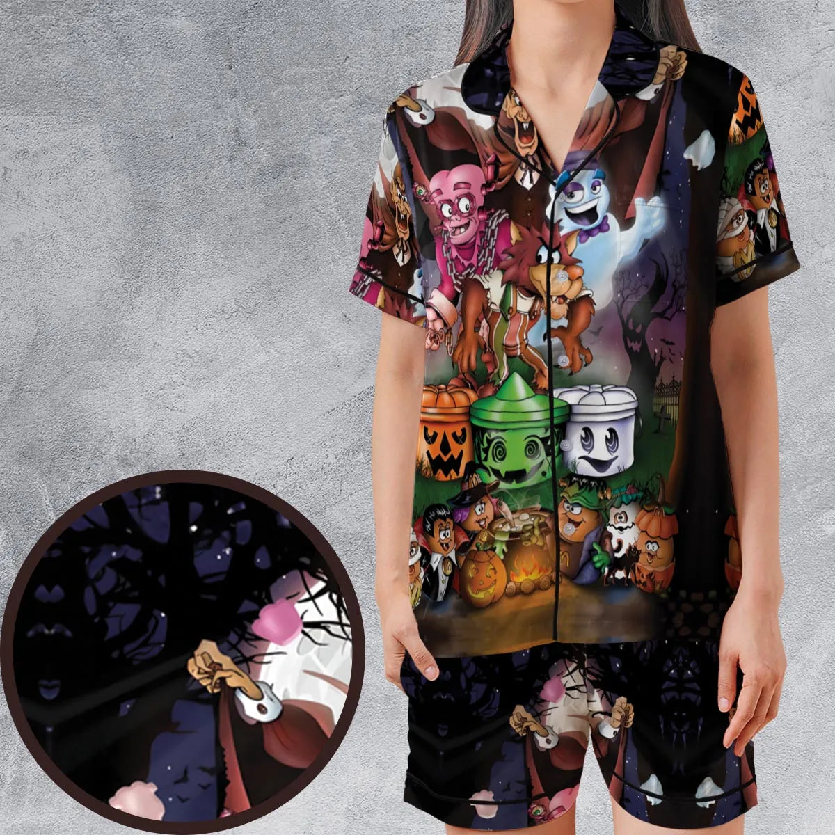 Satin Short-Sleeve Pajamas Set - 35DESKXV