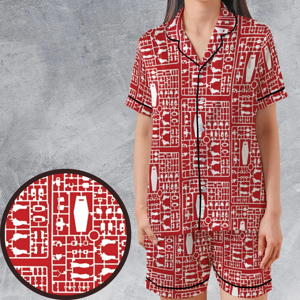 Satin Short-Sleeve Pajamas Set - A9P62MYR