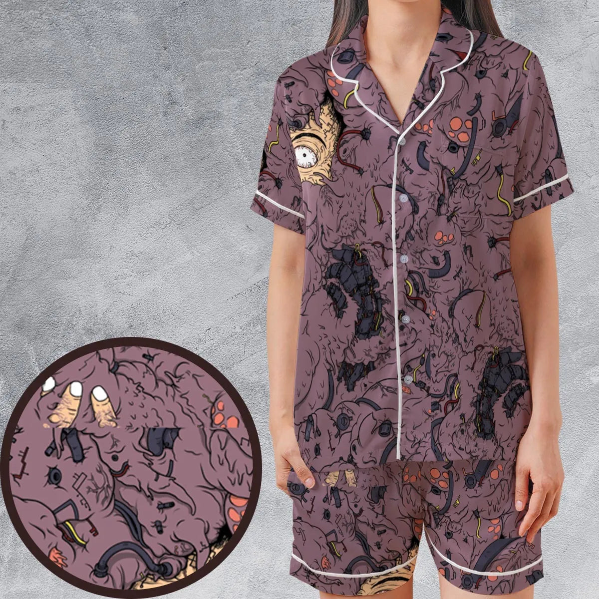 Satin Short-Sleeve Pajamas Set - 39WYKD5V