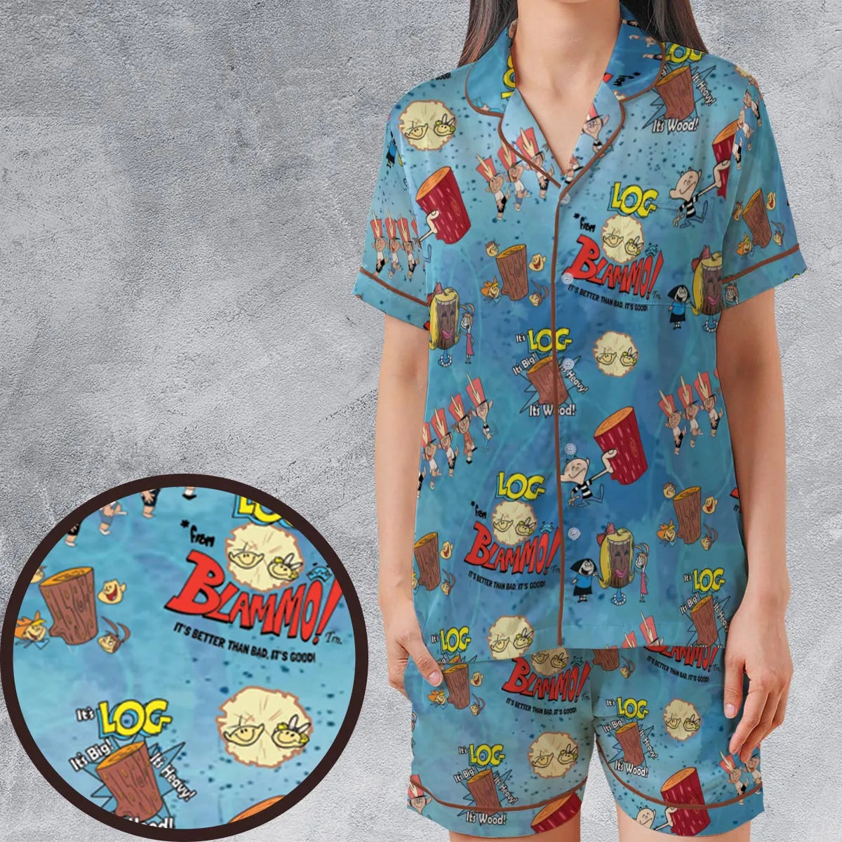 Satin Short-Sleeve Pajamas Set - WRP68F3B