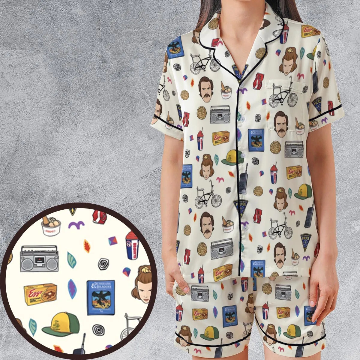 Satin Short-Sleeve Pajamas Set - 4GZZ8844