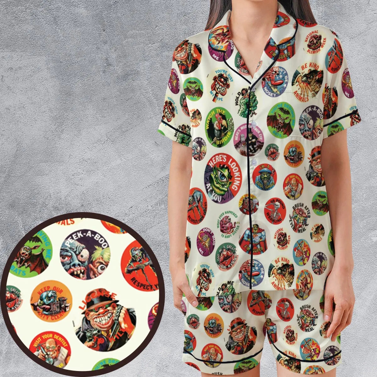 Satin Short-Sleeve Pajamas Set - 1LGZXHU1