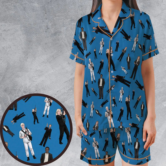 Satin Short-Sleeve Pajamas Set - 6XC2F6Z7