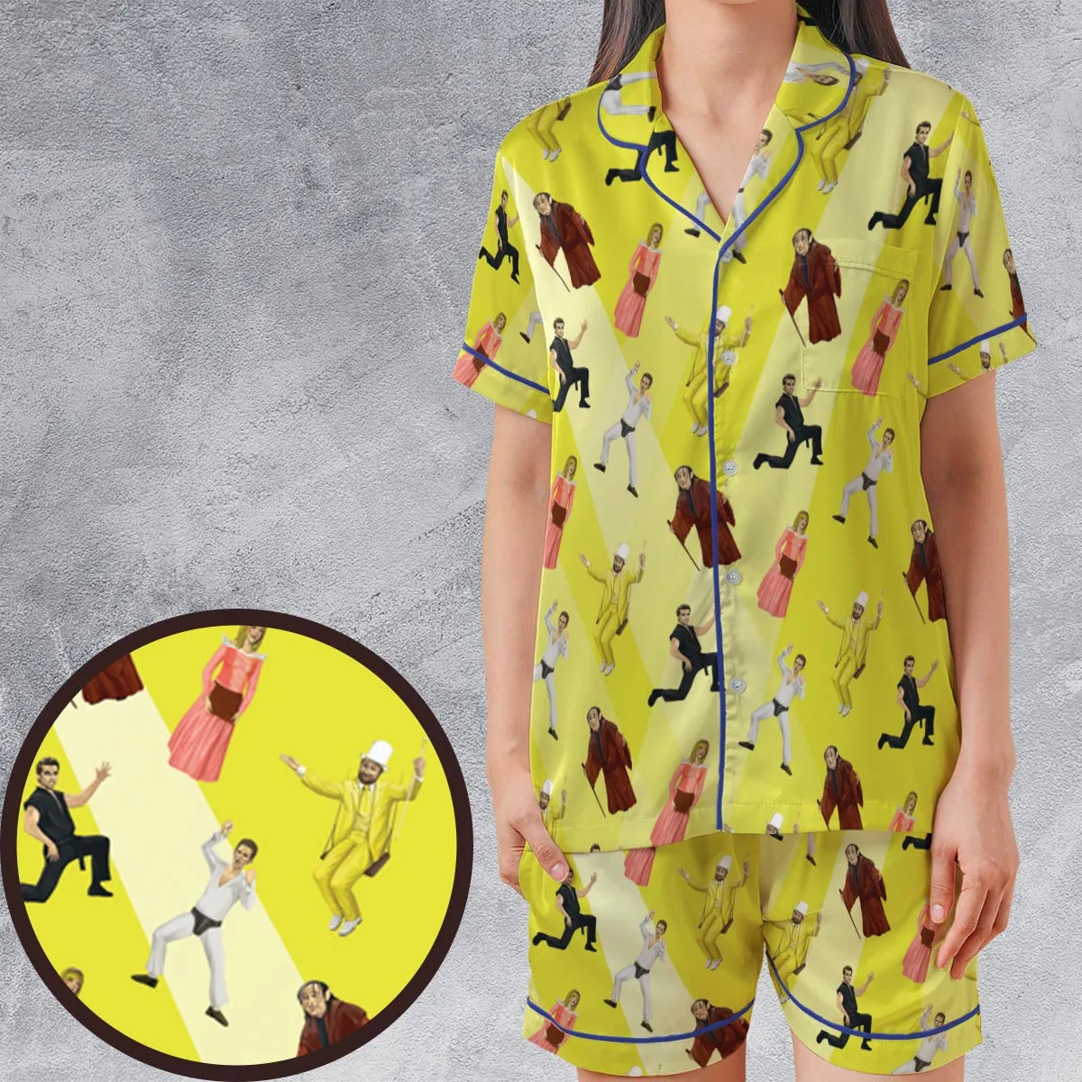 Satin Short-Sleeve Pajamas Set - TUYGELMF