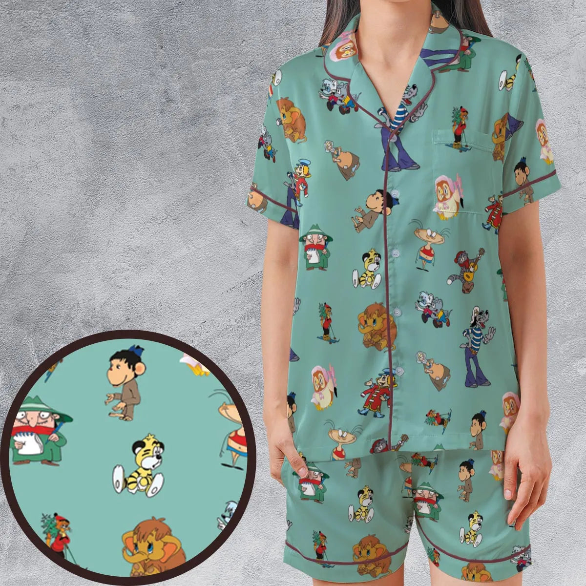 Satin Short-Sleeve Pajamas Set - V8R6NRH8