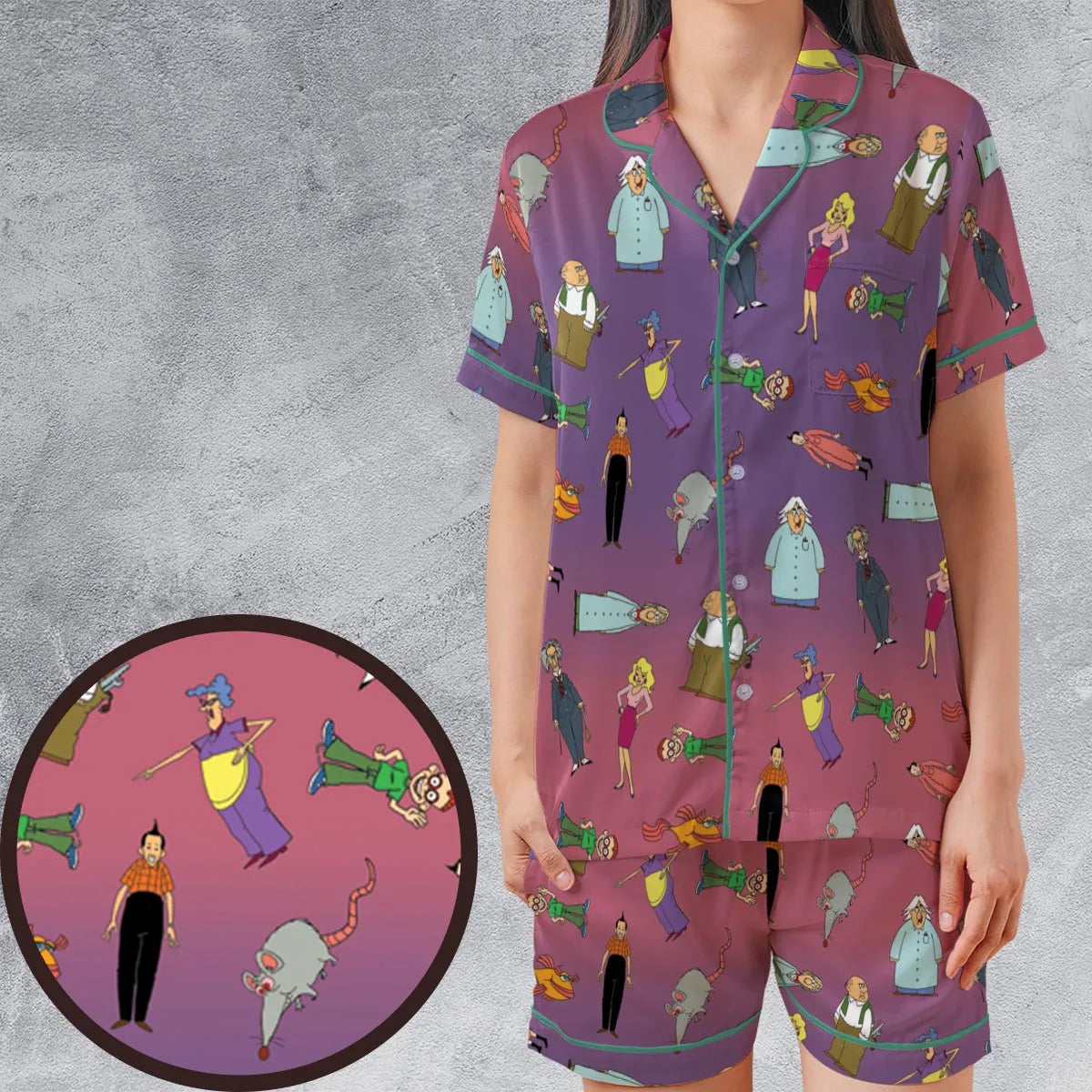 Satin Short-Sleeve Pajamas Set - 59GJ9KG7