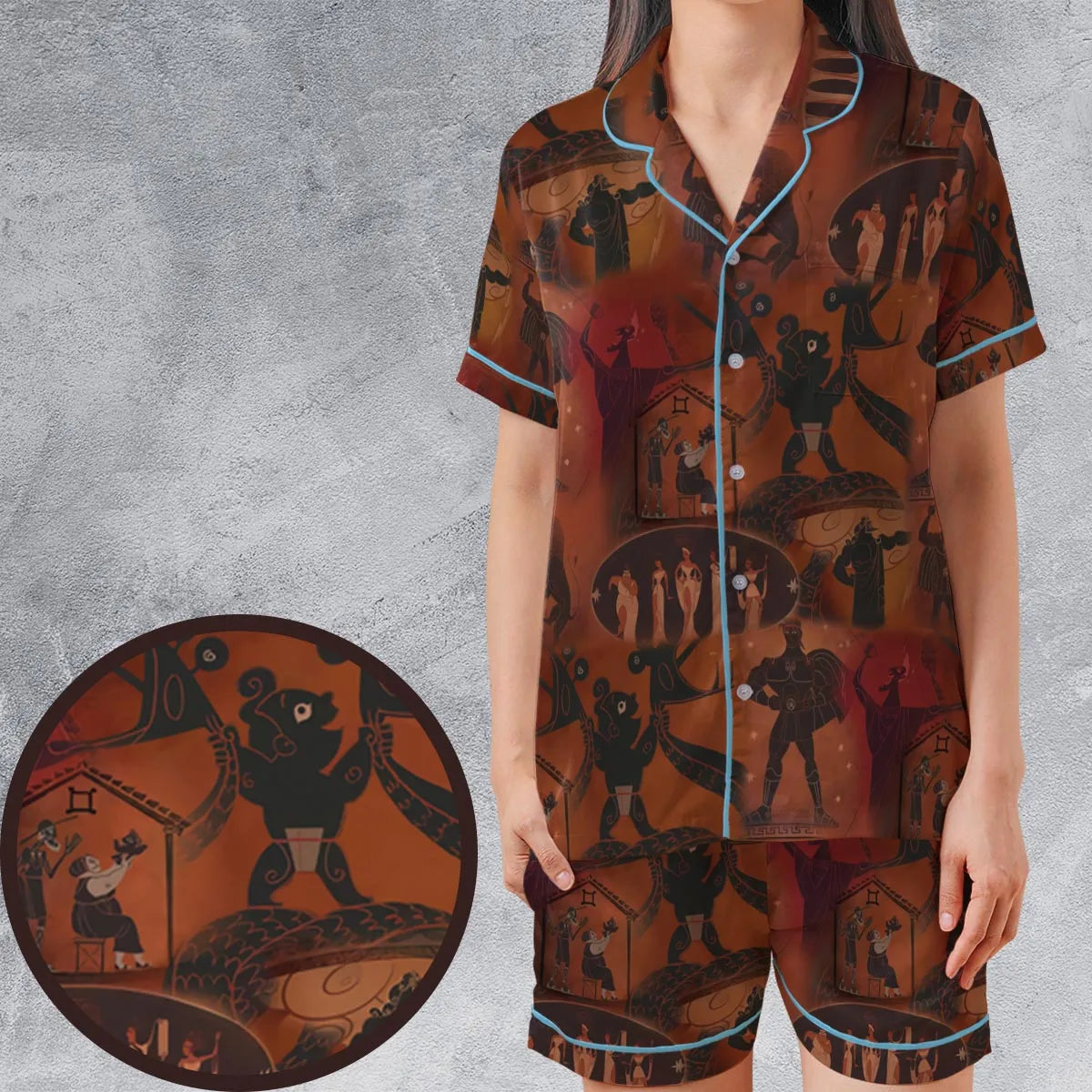 Satin Short-Sleeve Pajamas Set - X5HAX5PP