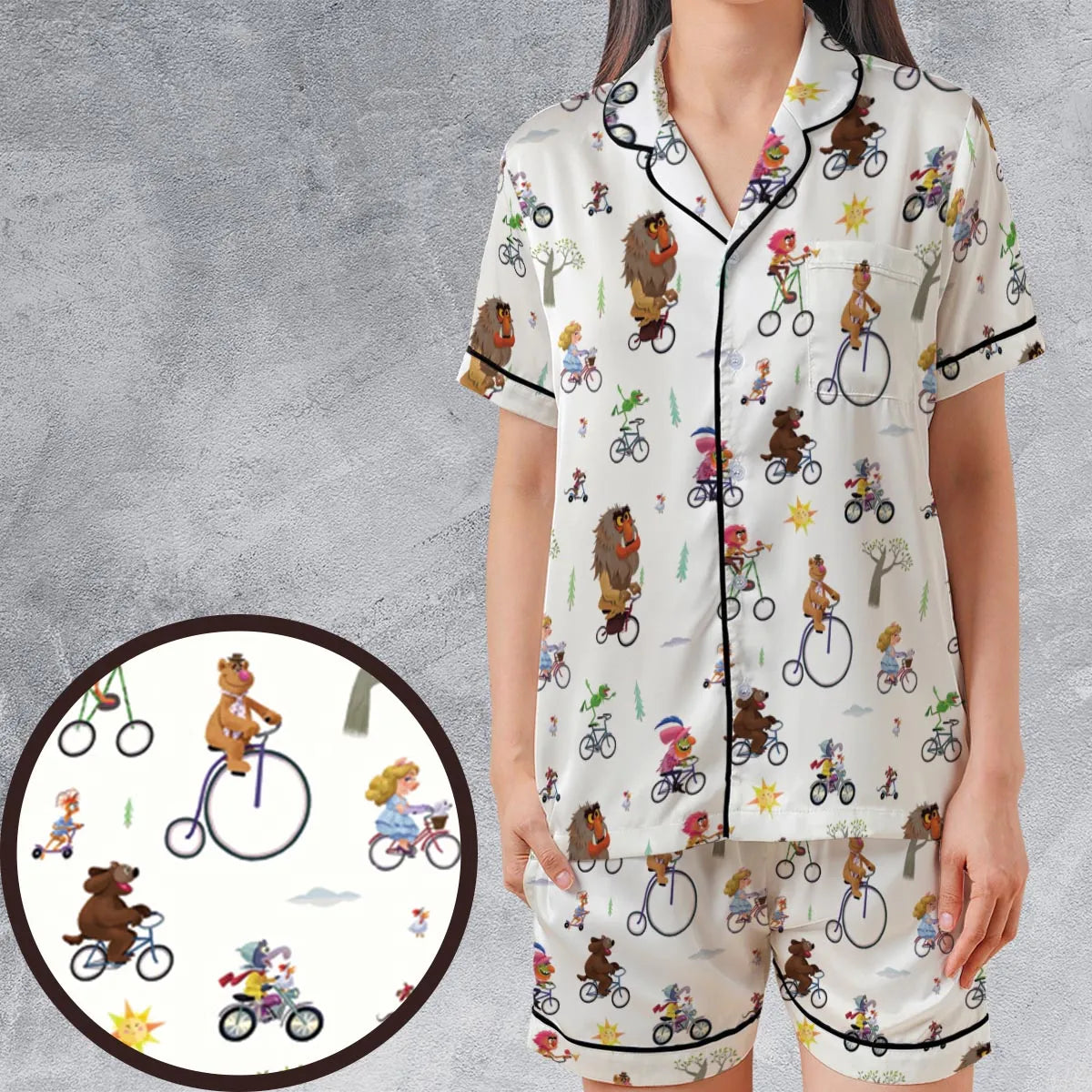 Satin Short-Sleeve Pajamas Set - LZNQR9XJ