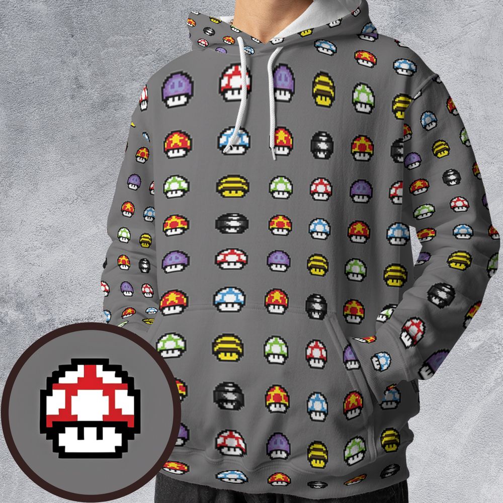 Retro Pixels Mushroom Pattern -  - 1