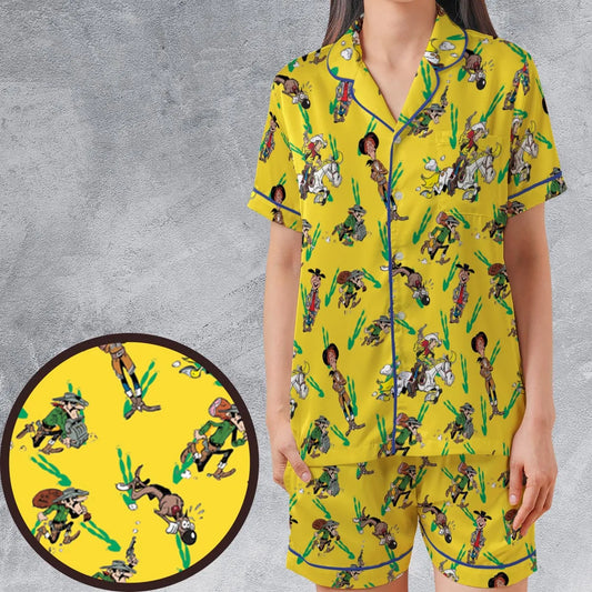 Satin Short-Sleeve Pajamas Set - 1U8M4Y5W