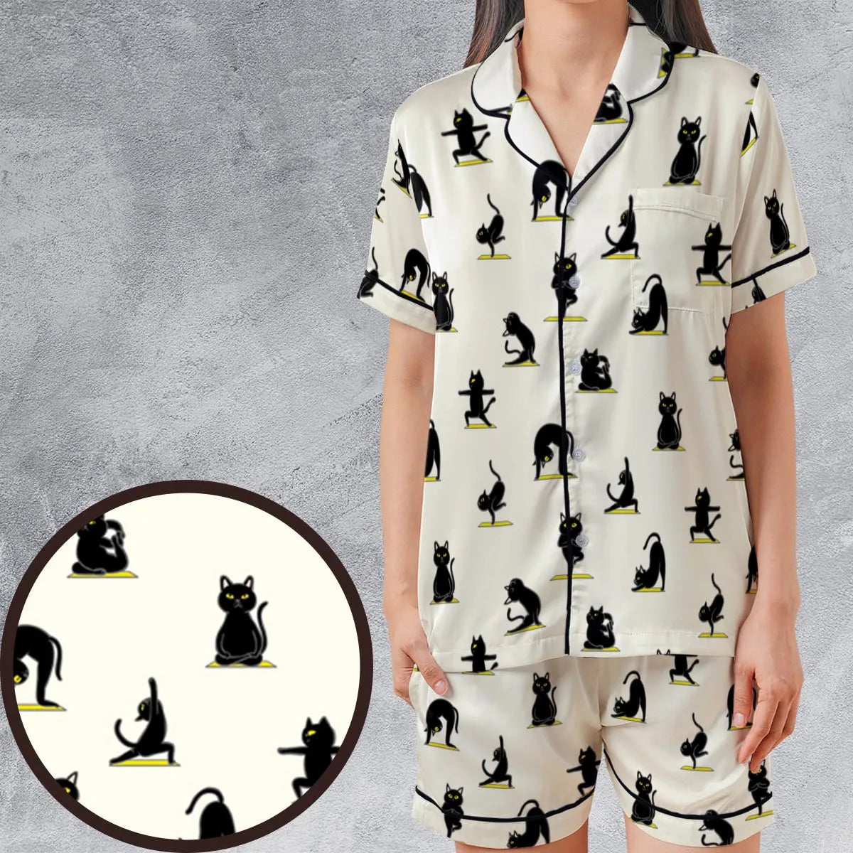 Satin Short-Sleeve Pajamas Set - E75KQEU5