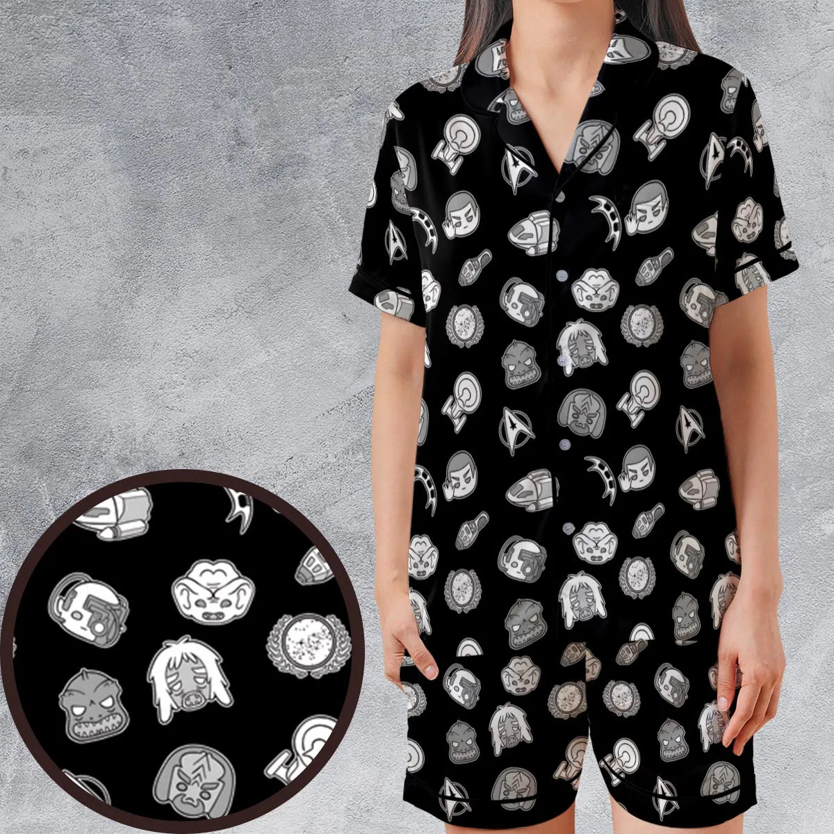 Satin Short-Sleeve Pajamas Set - NV4KHWAA