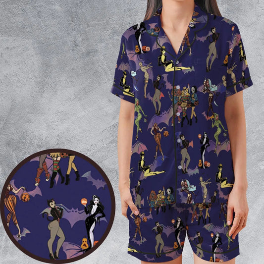 Satin Short-Sleeve Pajamas Set - ZRWLZEUV