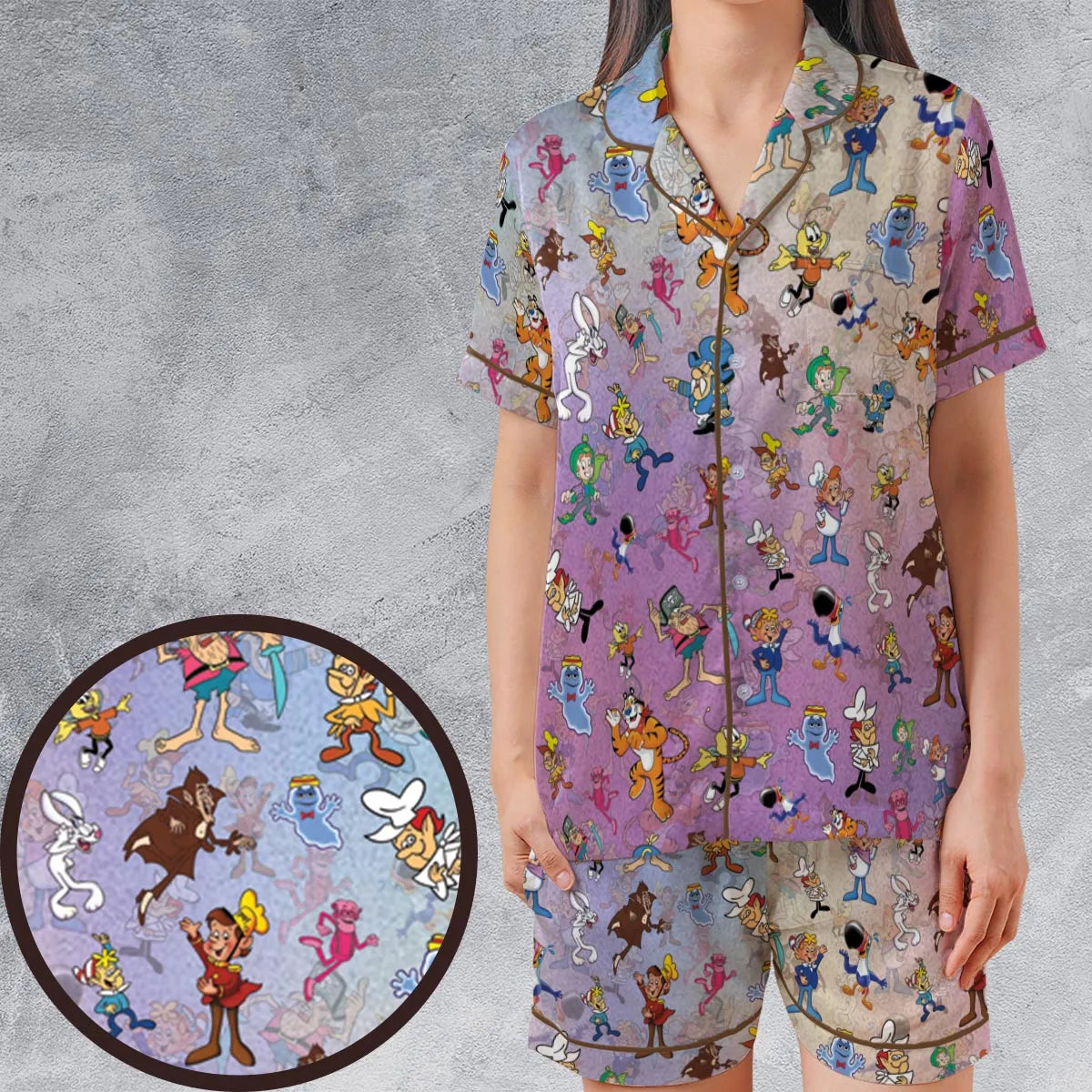 Satin Short-Sleeve Pajamas Set - U5G1MUJH