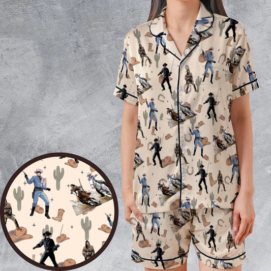 Satin Short-Sleeve Pajamas Set - H33PYG9G