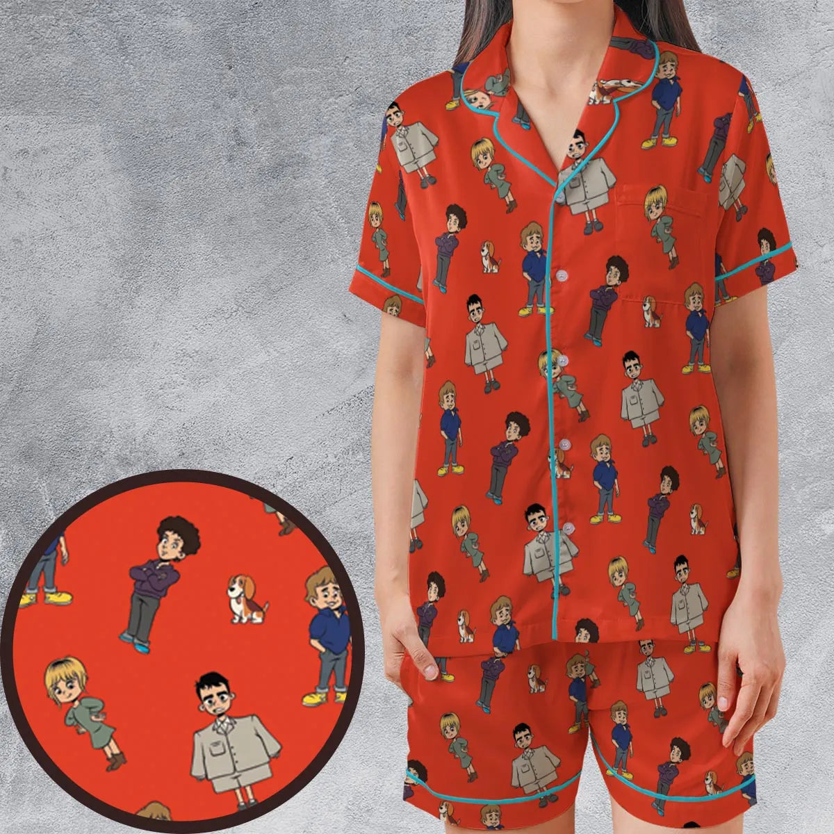 Satin Short-Sleeve Pajamas Set - 8HA8MLJR