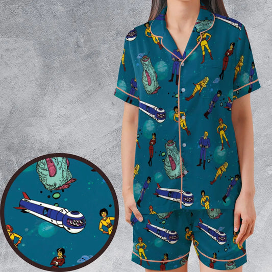 Satin Short-Sleeve Pajamas Set - NE8QS6PB