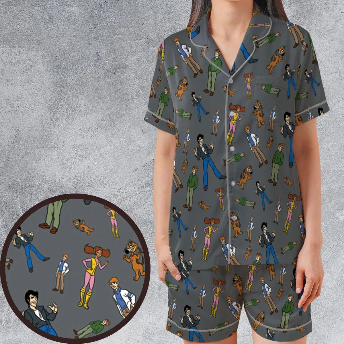 Satin Short-Sleeve Pajamas Set - 1KZCHZFW