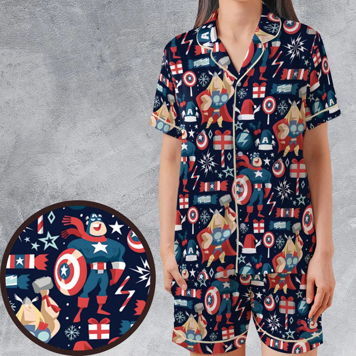Satin Short-Sleeve Pajamas Set - 9YZ8JV15