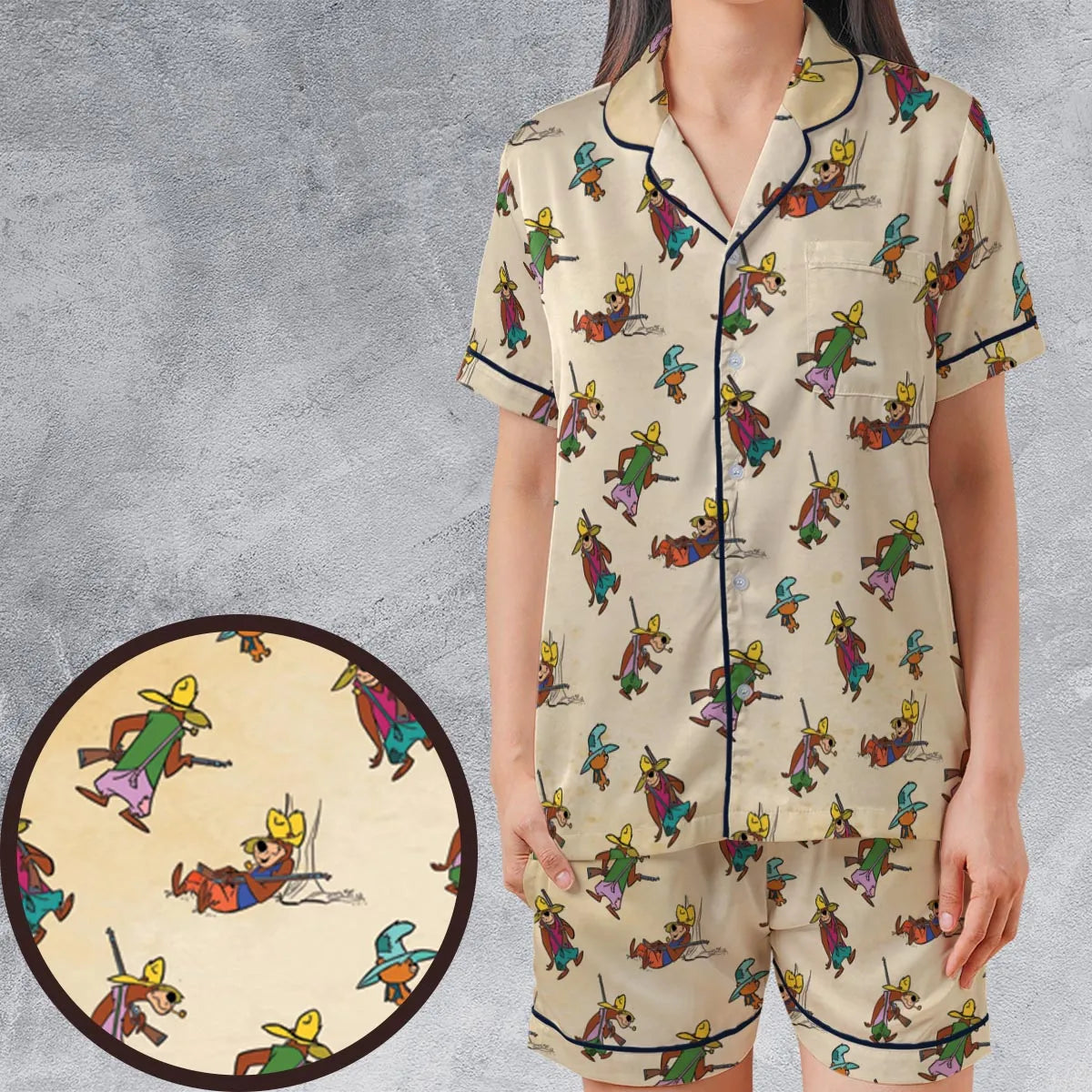 Satin Short-Sleeve Pajamas Set - YZB7PV5S