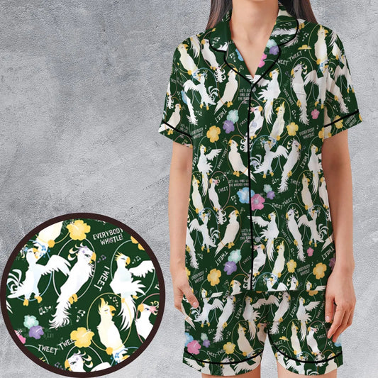Satin Short-Sleeve Pajamas Set - F6WZUVCH