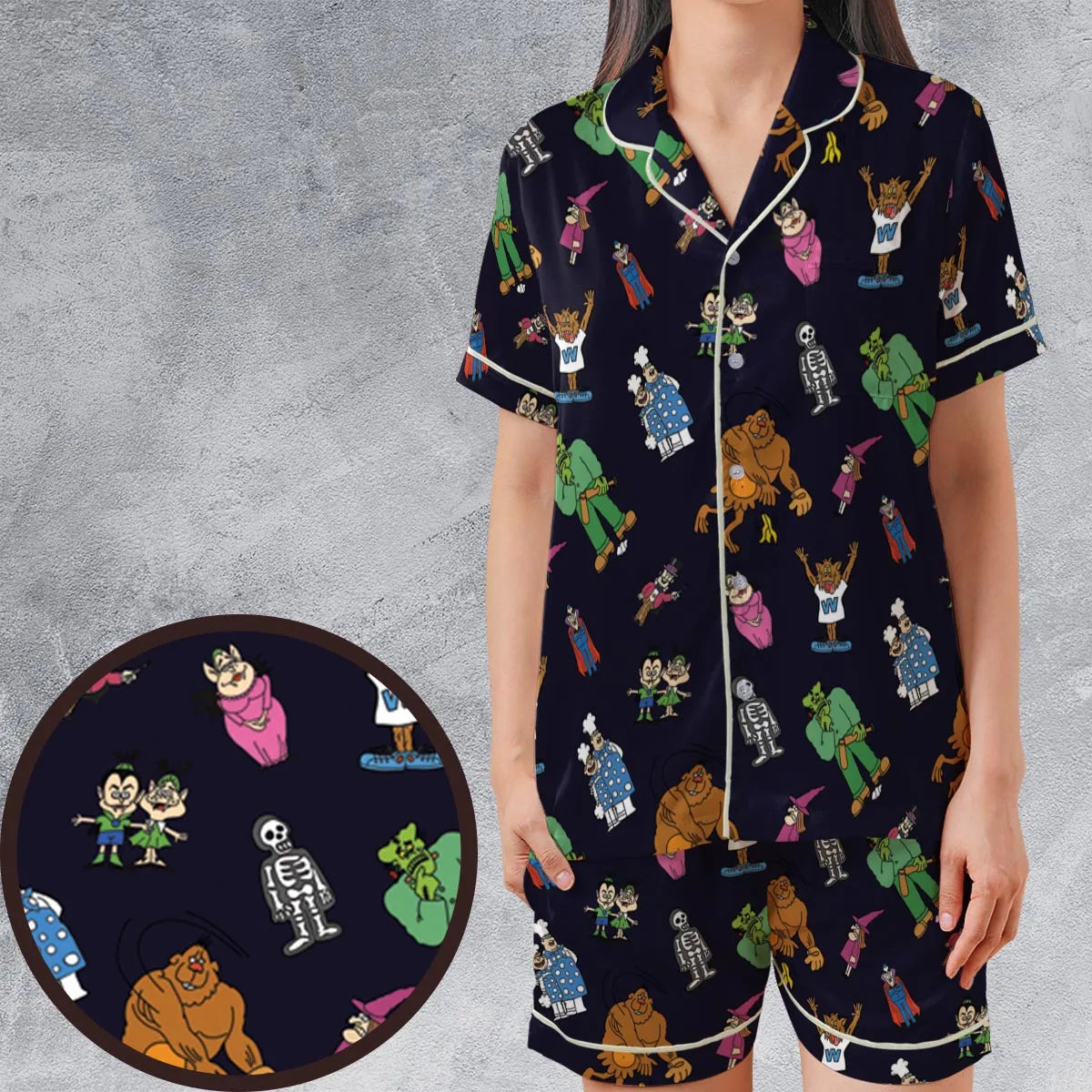 Satin Short-Sleeve Pajamas Set - BBUR1NLH