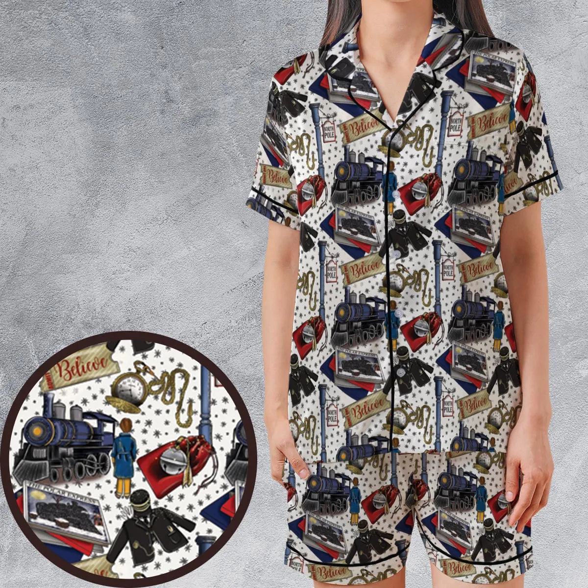 Satin Short-Sleeve Pajamas Set - VT9Z3MD3