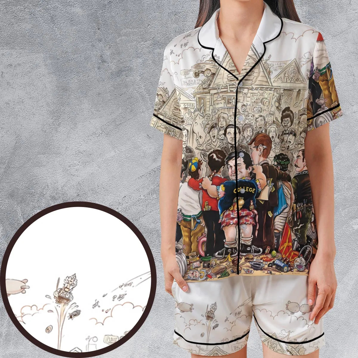 Satin Short-Sleeve Pajamas Set - 81Q1S9M8