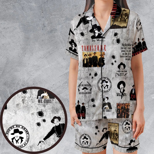 Satin Short-Sleeve Pajamas Set - VQM63XVA