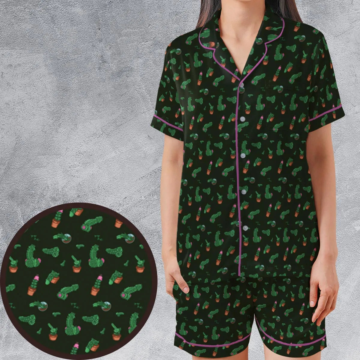 Satin Short-Sleeve Pajamas Set - KJ4DNV8N