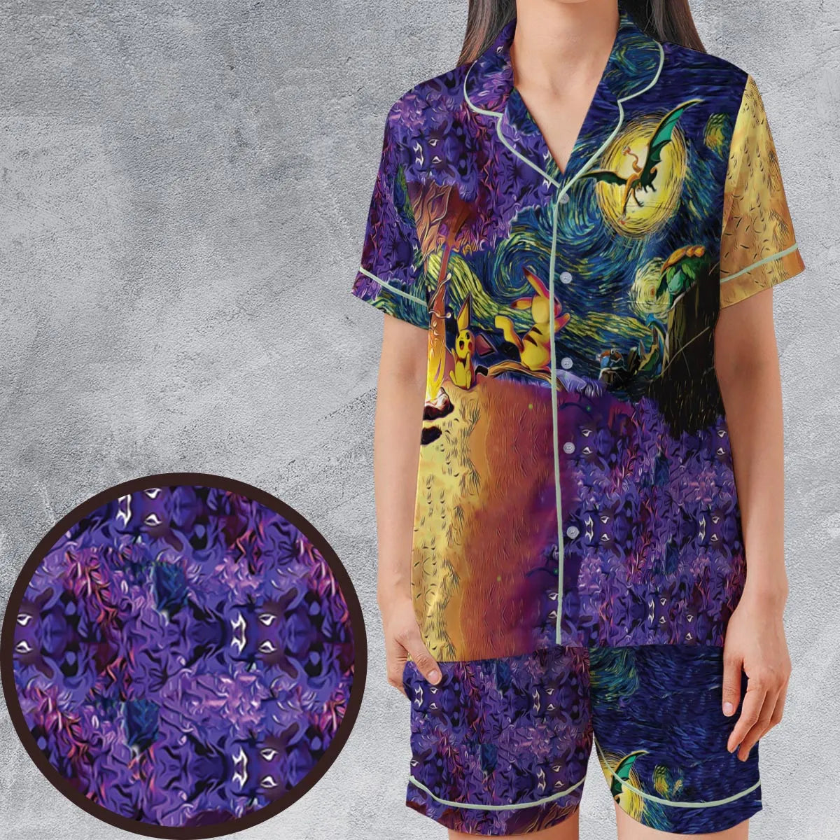 Satin Short-Sleeve Pajamas Set - XUXJCD2N