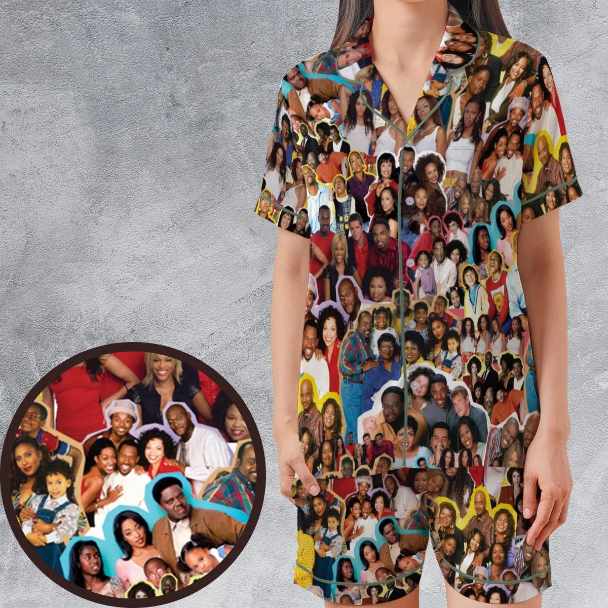 Satin Short-Sleeve Pajamas Set - RF682MVD