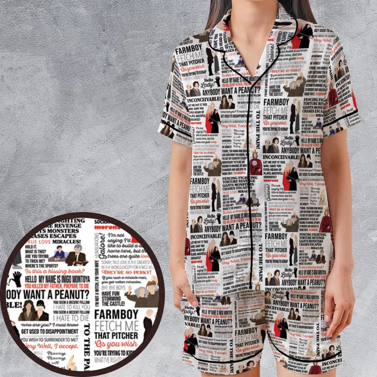 Satin Short-Sleeve Pajamas Set - F339ZPKN