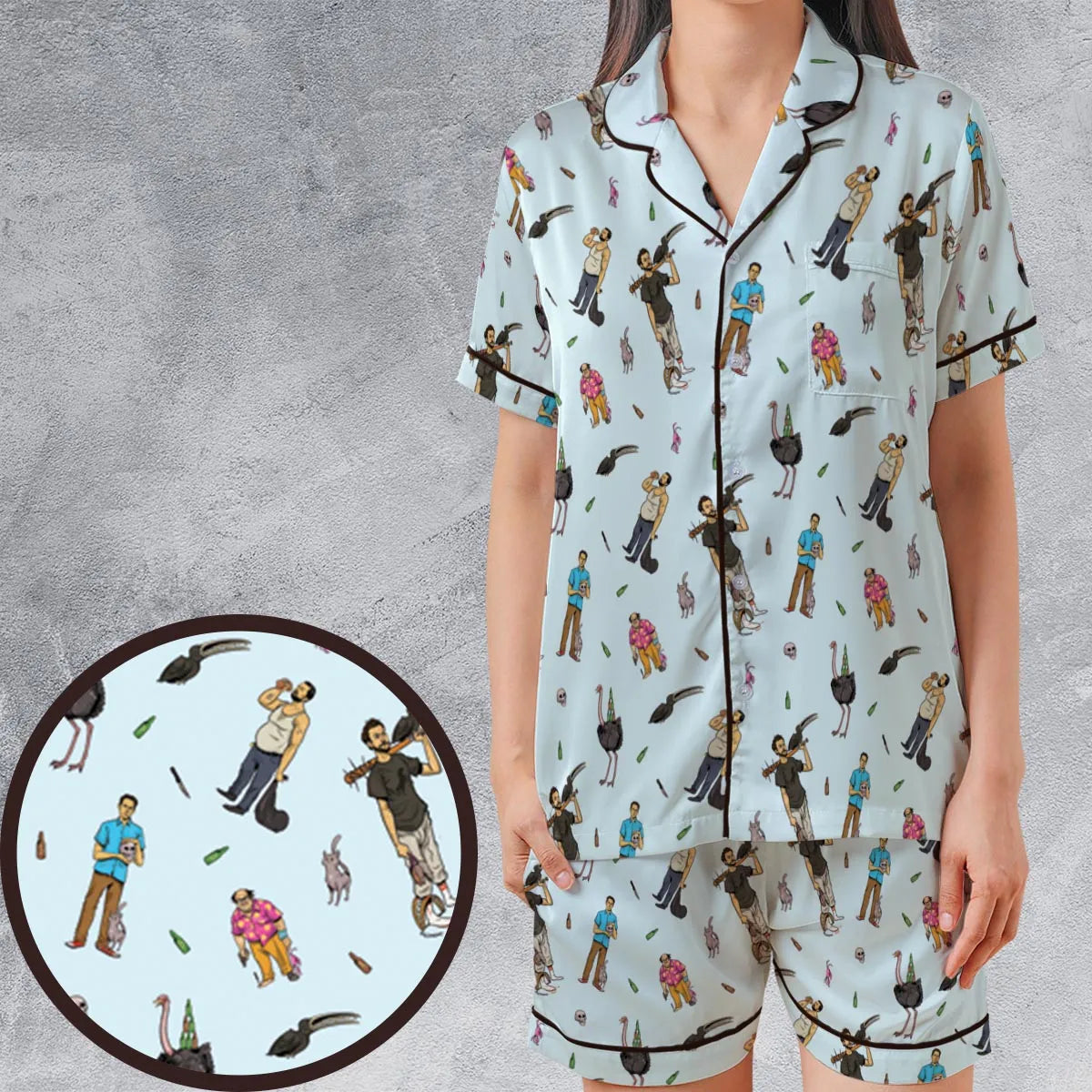 Satin Short-Sleeve Pajamas Set - K816B51W