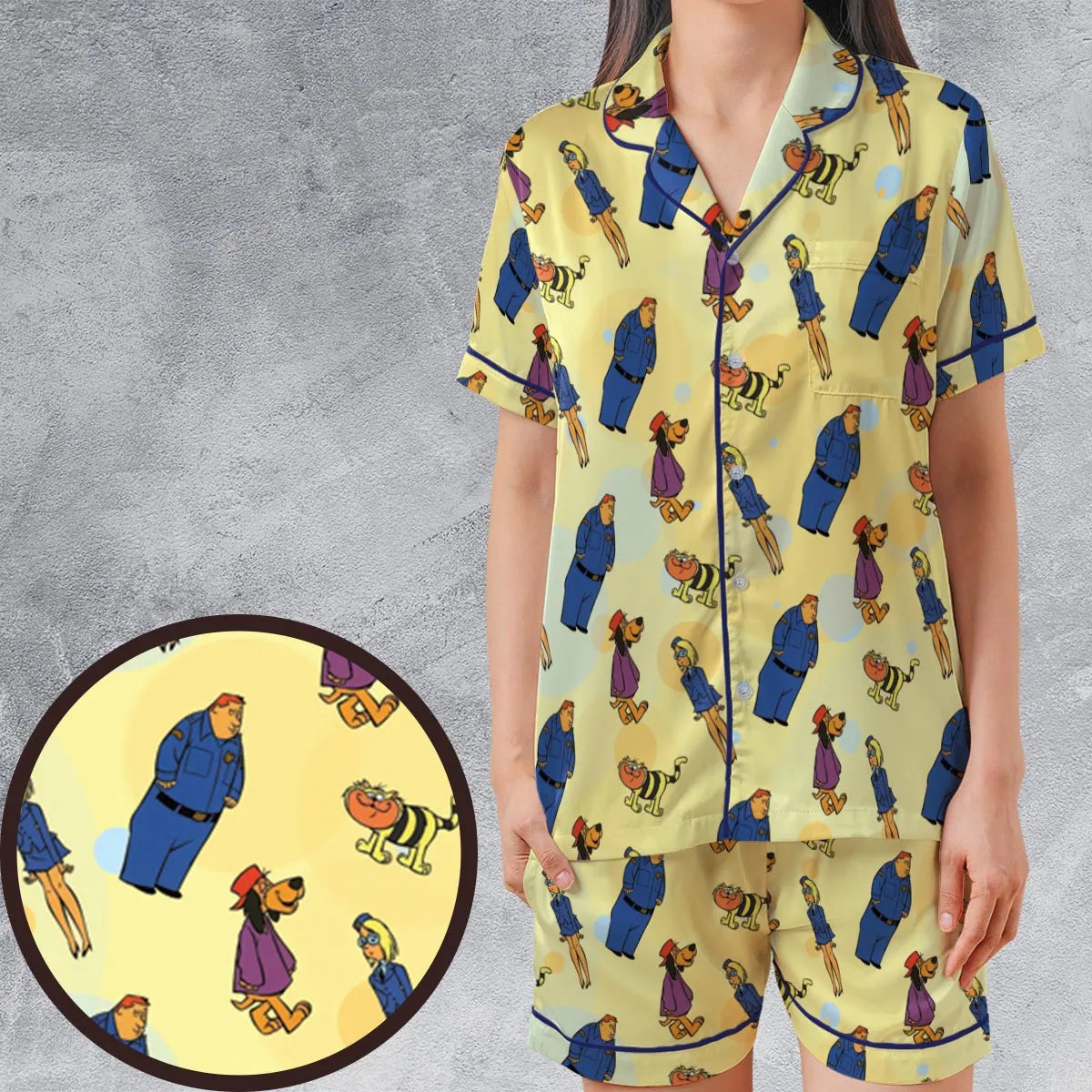 Satin Short-Sleeve Pajamas Set - TXYM27ZF