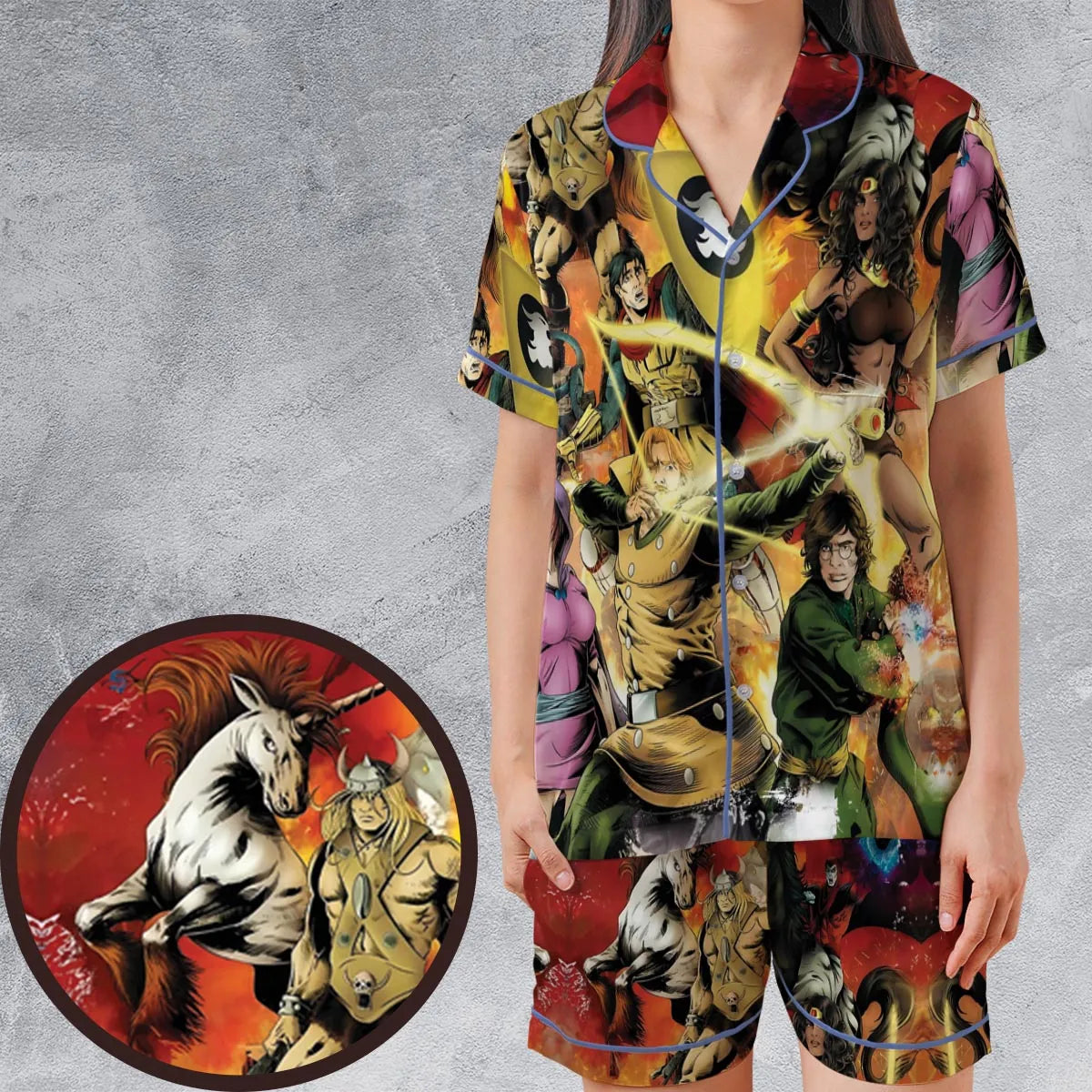 Satin Short-Sleeve Pajamas Set - 83VFQ2PB