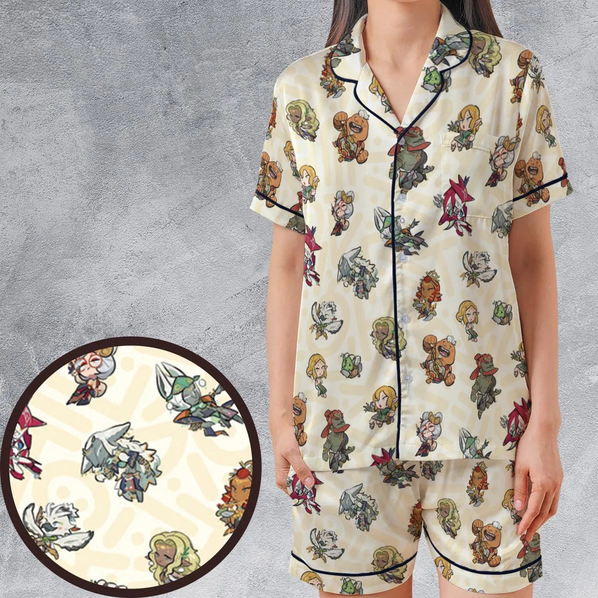 Satin Short-Sleeve Pajamas Set - G3ZLVBGM